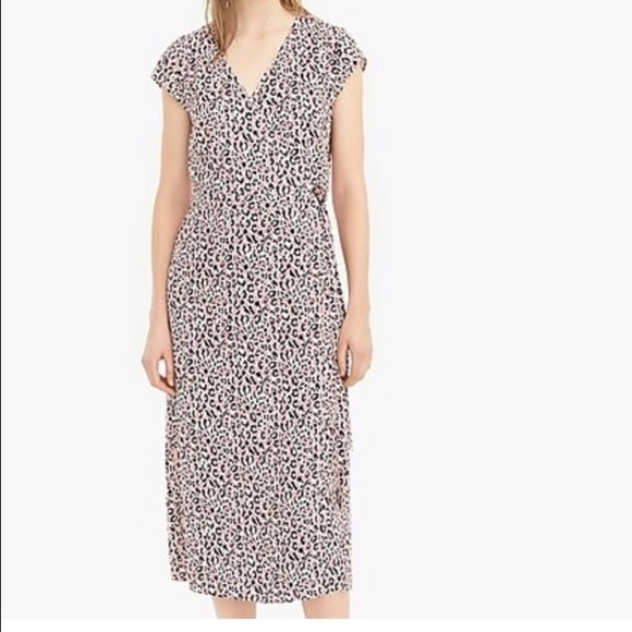 pink leopard print wrap dress